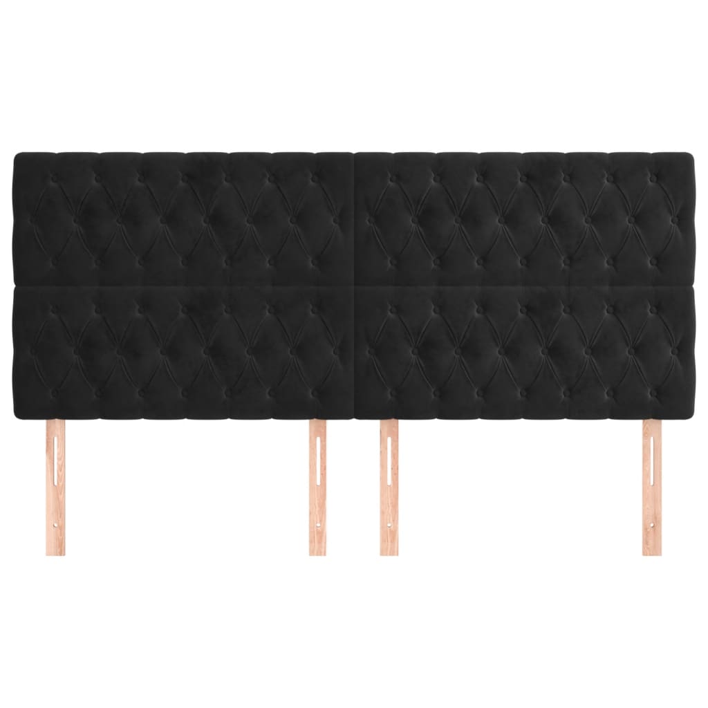Kopfteile 4 Stk. Schwarz 100x7x78/88 cm Samt